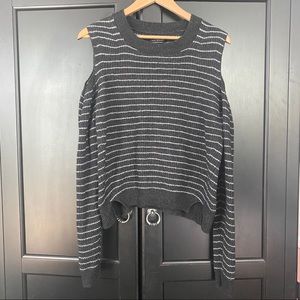 Lucky Brand Cold Shoulder Striped Sweater